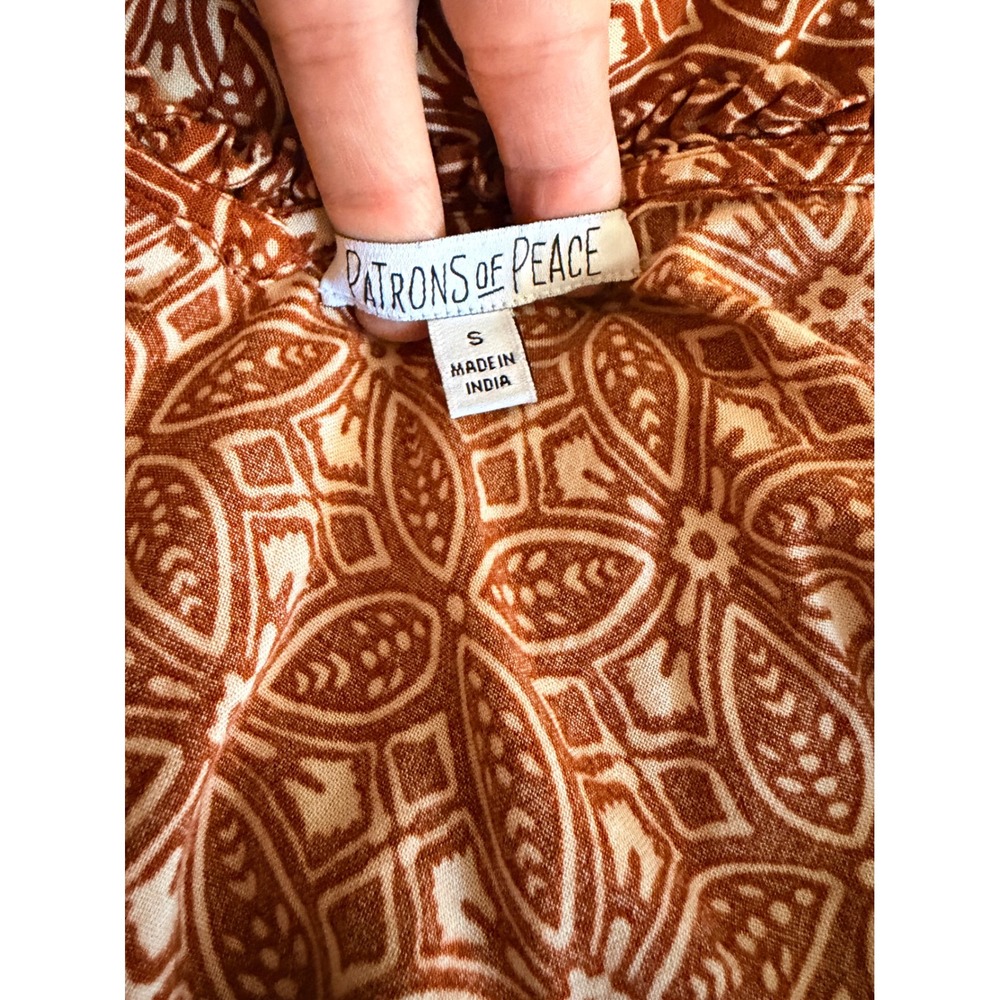 Patrons of Peace Womens Malibu Mini Dress Rust Orange Geometric Medallion Size S - Picture 7 of 10